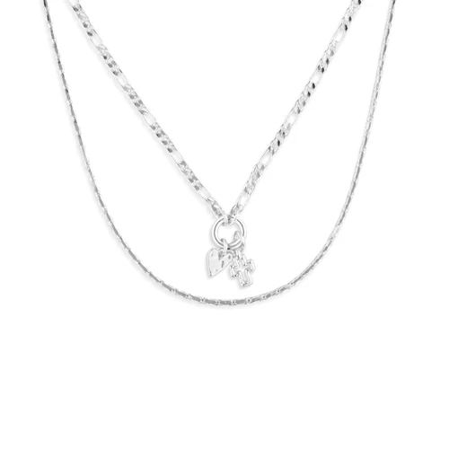 Heart + Cross Silver Charm Layered Necklace - 16in slide 