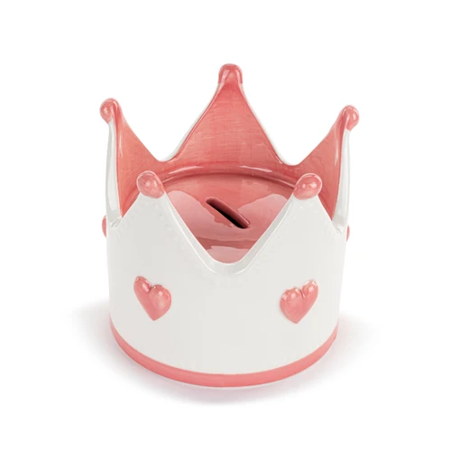 Pink Ceramic Crown Bank - 5x5in slide 