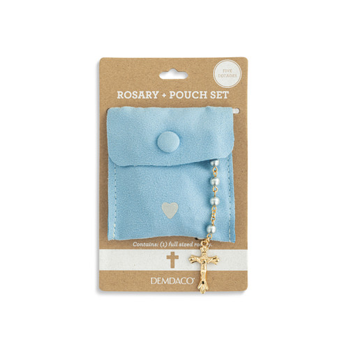 Mid Blue Rosary + Pouch - 18in slide 