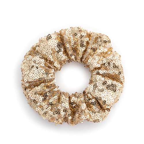 Gold Sequined Hair Scrunchie - 4in slide 