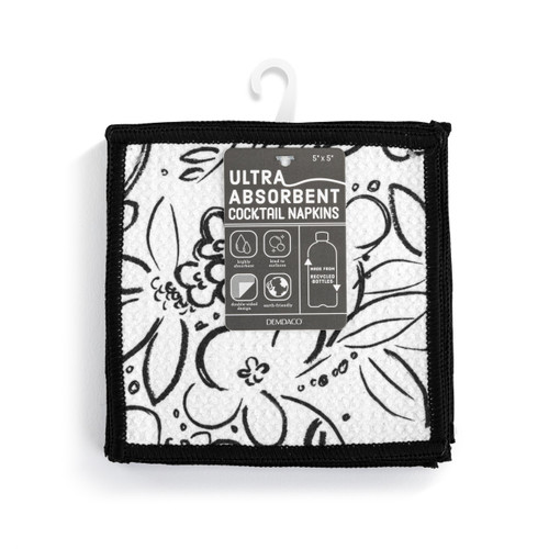 Modern Floral Absorbent Cocktail Napkins Set of 8 slide 