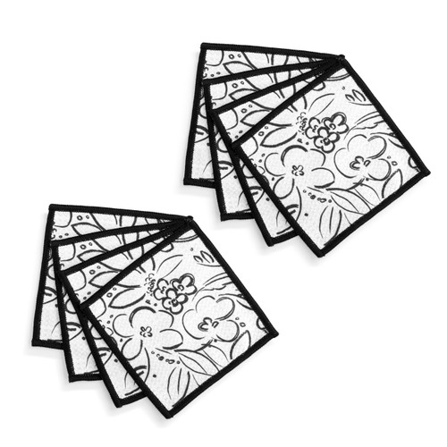Modern Floral Absorbent Cocktail Napkins Set of 8 slide 