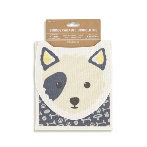 Dog Shaped Biodegradable Dish Cloths Set of 2 slide 