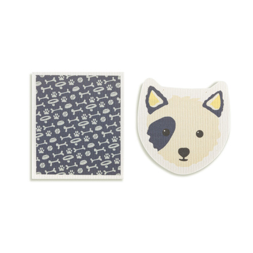 Dog Shaped Biodegradable Dish Cloths Set of 2 slide 