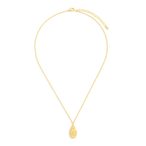 Gold Two Hands and Heart Necklace - 16in slide 