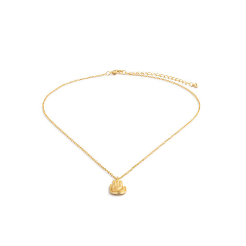Gold Two Hands and Heart Necklace - 16in slide 