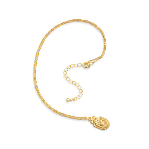 Gold Two Hands and Heart Necklace - 16in slide 