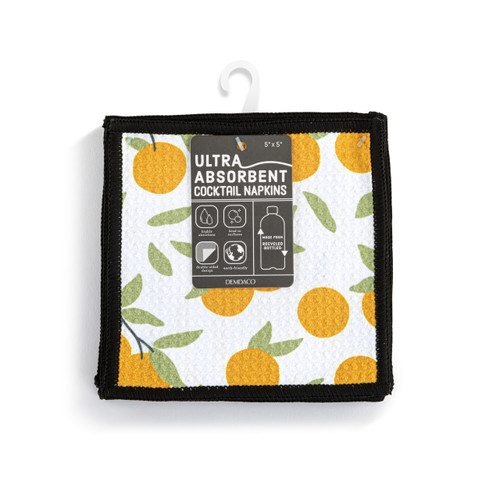 Citrus Orange Absorbent Cocktail Napkins Set of 8 slide 