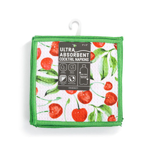 Cherries Absorbent Cocktail Napkins Set of 8 slide 