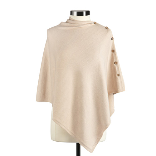 Side Button Oatmeal Wrap Poncho - 25x54in slide 