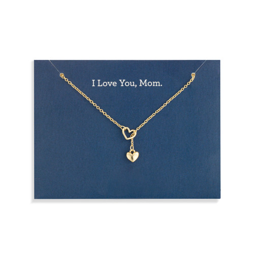 I Love You Mom Floral Card & Gold Necklace-16in slide 