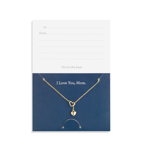 I Love You Mom Floral Card & Gold Necklace-16in slide 