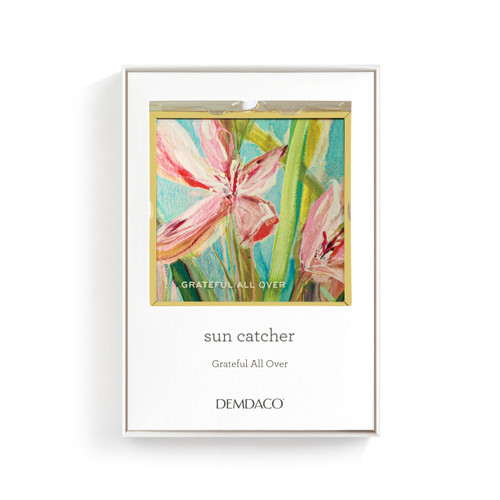 Grateful All Over Floral Butterfly Suncatcher - 3x3in slide 