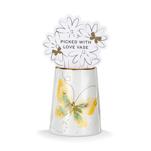 Yellow & Blue Butterfly Picked With Love Vase-2x3in slide 