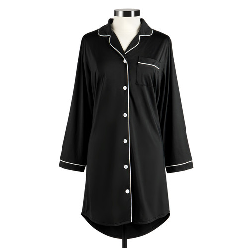 Medium Long Sleeve Black Cooling Night Shirt slide 