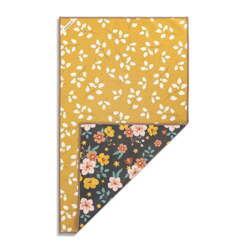 Warm Mustard Floral Absorbent Reversible Towel slide 
