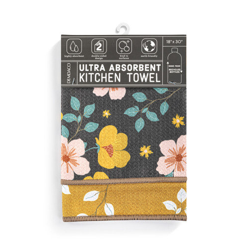 Warm Mustard Floral Absorbent Reversible Towel slide 