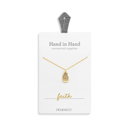 Gold Hand and Cross Necklace - 16in slide 
