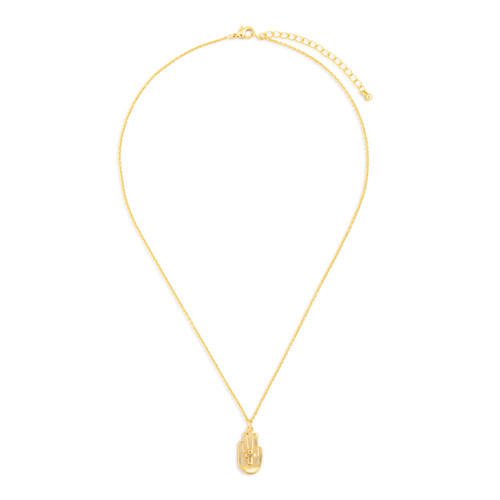 Gold Hand and Cross Necklace - 16in slide 