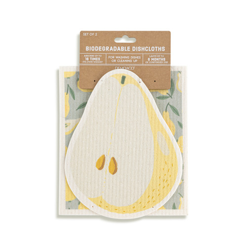 Pear Shaped Biodegradable Dish Cloths Set of 2 slide 
