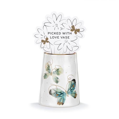 Light Blue Duo Butterfly Picked With Love Vase-2x3in slide 