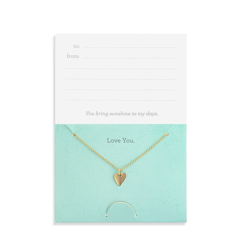 Love You Floral Card & Gold Heart Necklace-16in slide 