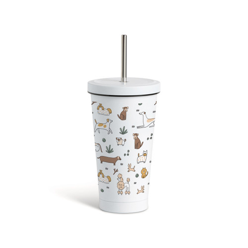 Dogs Tumbler with Straw - White 16oz slide 