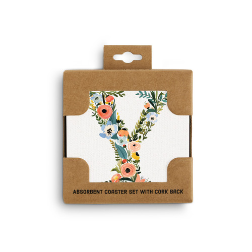 Y Monogram Coasters - Set of 4 slide 
