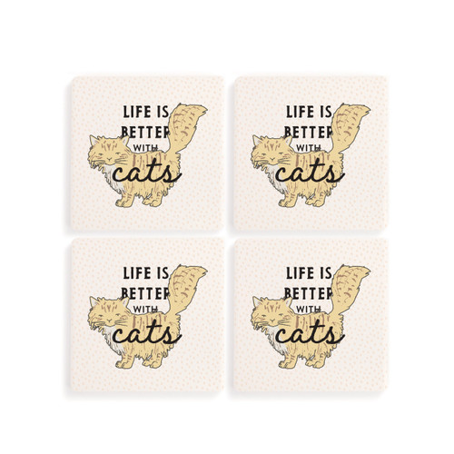 Yellow Cat Coasters - Set of 4 slide 