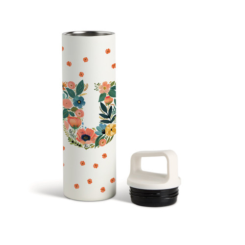 U Monogram Water Bottle - White 20oz slide 
