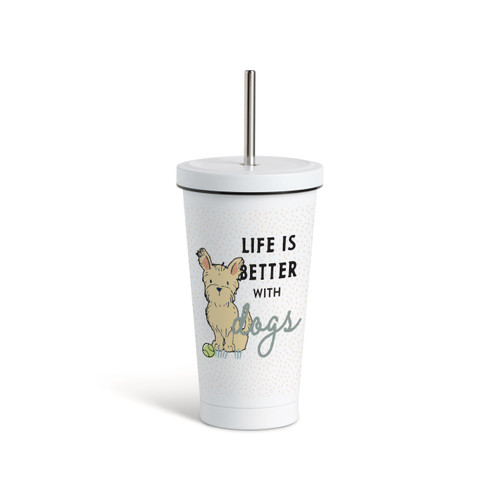 Westie Dog Tumbler with Straw - White 16oz slide 