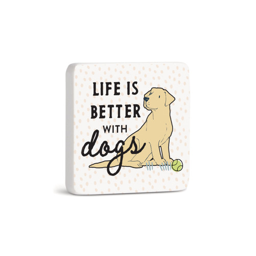 Yellow Labrador Dog Magnet - Bone slide 