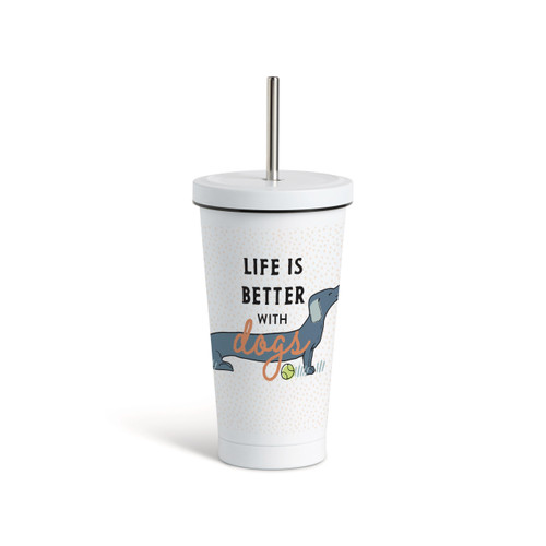 Dachshund Dog Tumbler with Straw - White 16oz slide 