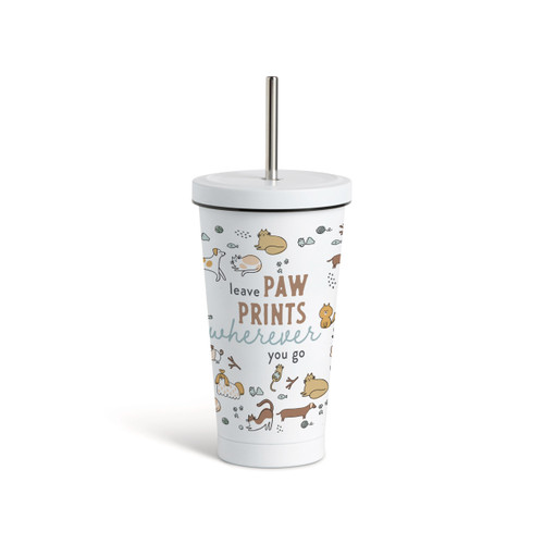 Leave Dog Tumbler with Straw - White 16oz slide 