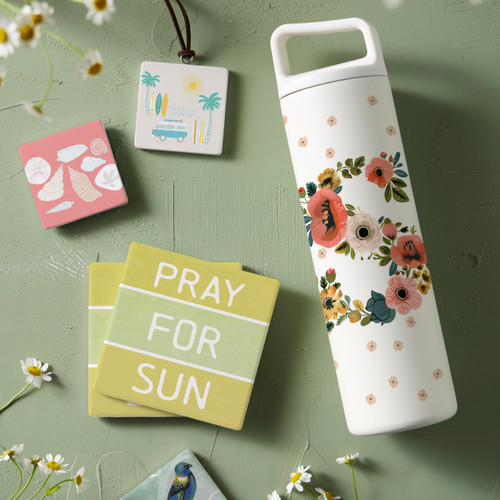S Monogram Water Bottle - White 20oz slide 