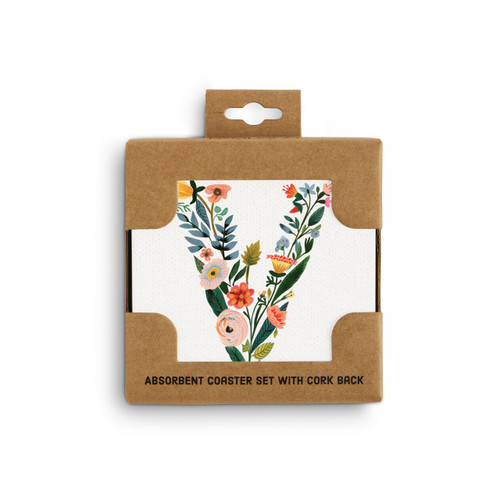 V Monogram Coasters - Set of 4 slide 