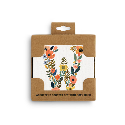 W Monogram Coasters - Set of 4 slide 