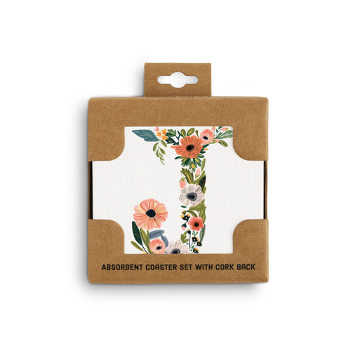 J Monogram Coasters - Set of 4 slide 