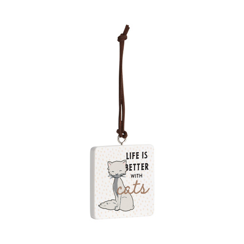 White Cat Ornament - Bone slide 