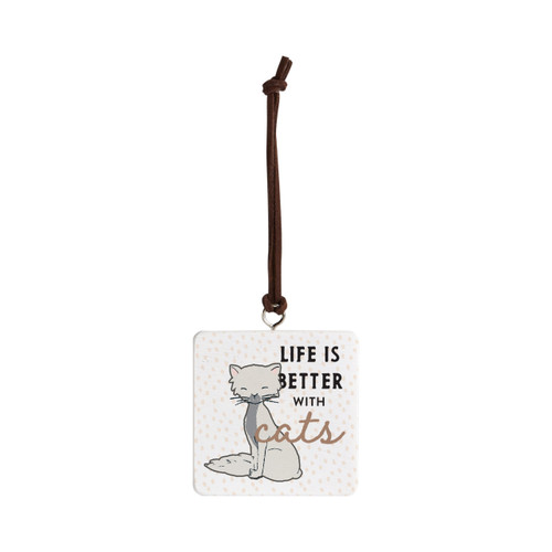 White Cat Ornament - Bone slide 