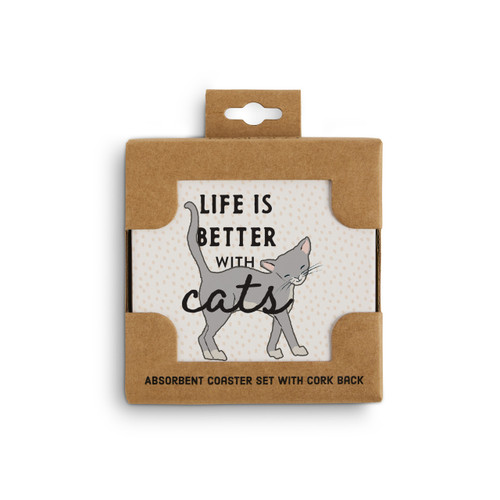 Gray Cat Coasters - Set of 4 slide 