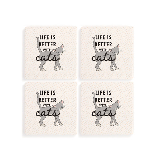 Gray Cat Coasters - Set of 4 slide 