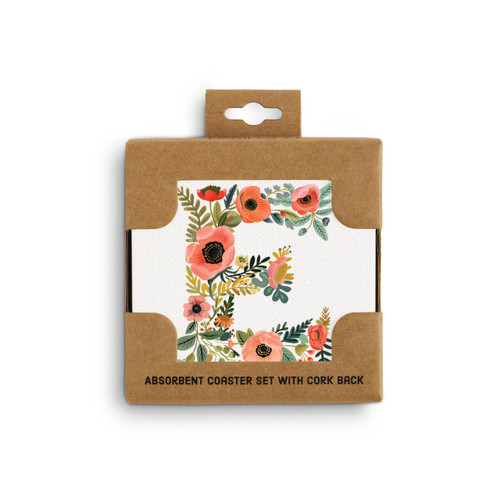 E Monogram Coasters - Set of 4 slide 