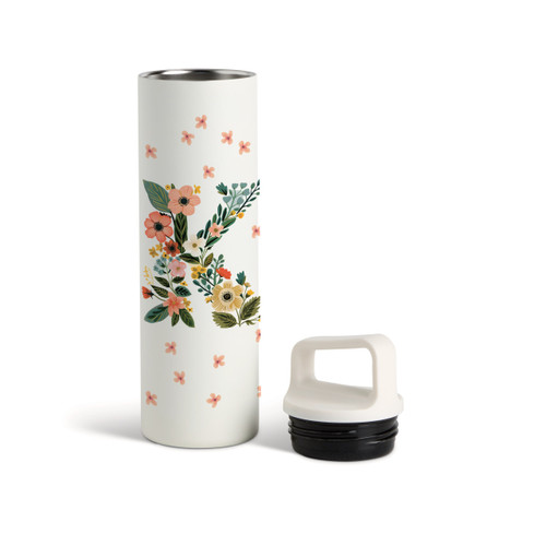 K Monogram Water Bottle - White 20oz slide 