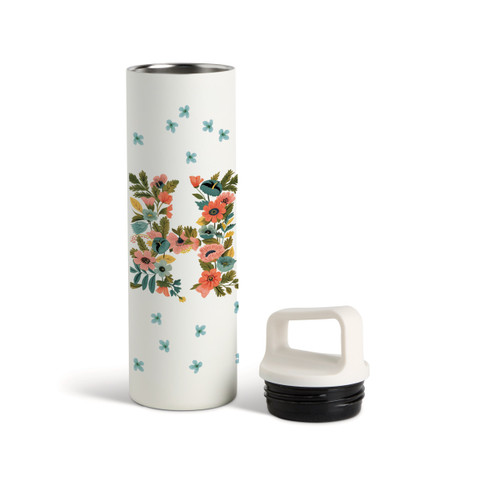 H Monogram Water Bottle - White 20oz slide 