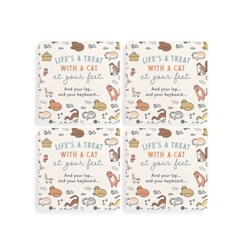 Life's a Treat Cat Coasters - Set of 4 slide 
