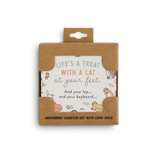 Life's a Treat Cat Coasters - Set of 4 slide 