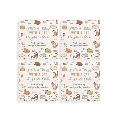 Life's a Treat Cat Coasters - Set of 4 slide 