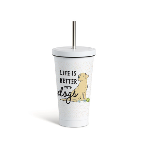 Yellow Labrador Dog Tumbler with Straw - White 16oz slide 