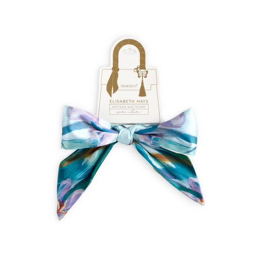 Blue Floral Skinny Tie Bag Scarf - 5x95cm slide 